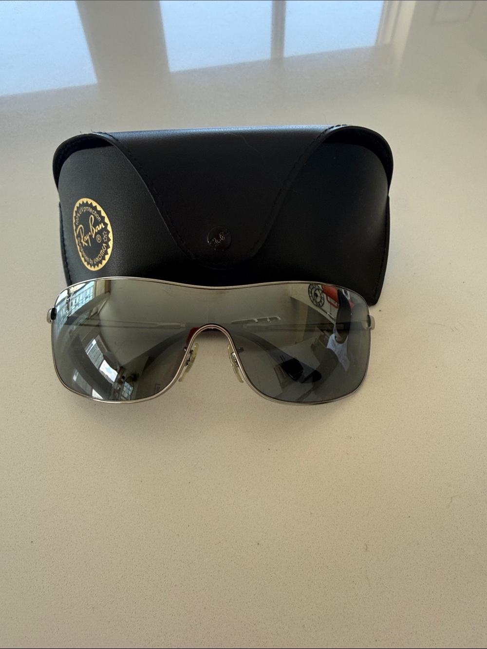 Ray-Ban Men’s Shield Sunglasses in Gunmetal with Grey Lenses
